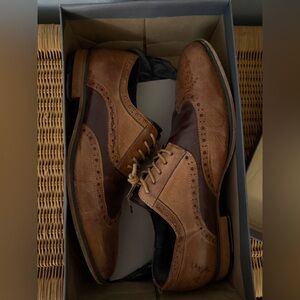Stacy Adams Tinsley Two-Tone Wingtip Oxfords Tan Brown Size 10.5 M